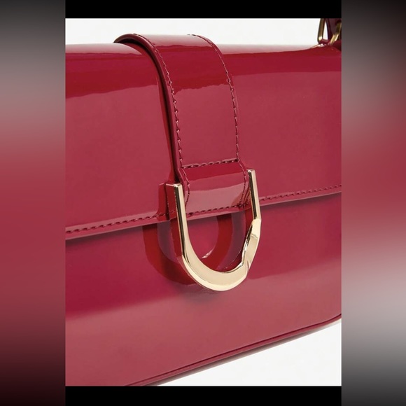 Burgundy / maroon / dark red / wine color adjustable patent gold buckle bag - Picture 8 of 15
